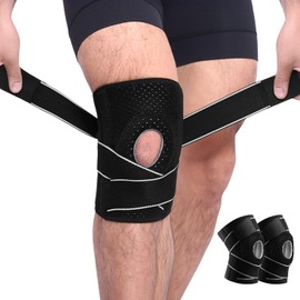 Rodilleras Deportivas, almohadillas para ligamentos de menisco, Estabilizadores laterales, Rodilleras de compresión ajustables, Ideal para artritis, Correr, Baloncesto, Gimnasio, Hombres y Mujeres-Gris