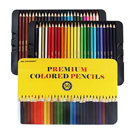 SKKSTATIONERY 50Pcs Colored Pencils, Packing in Tin, 50 Vibrant Colors, Drawing Pencils for Sketch, Arts, Coloring Books