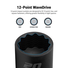 Capri Tools 18 mm Deep Impact Socket, 3/8-Inch Drive, 12-Point, Metric