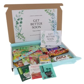Large GET WELL SOON Pamper Treat Gift Box Hug in a Box Large Letterbox Gift Ladies Giftbox with Tea