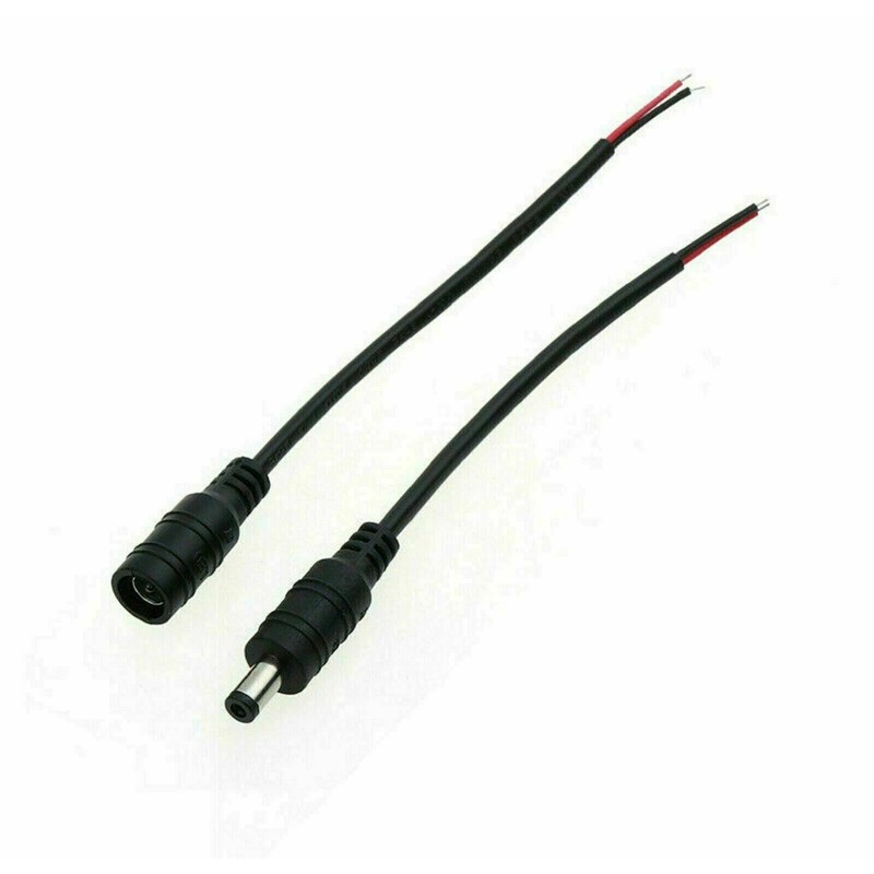 Ameribox DC Barrel Power Plug Pigtail Cable 2.1mm x 5.5mm