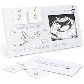 CypherX Baby Sonogram Picture Frame with Countdown Weeks 4"x3" Ultrasound Photo Frames - Pregnancy Announcement Gifts for Expecting Parents, Baby Announcement New Mom Gender Reveal Baby Shower Gifts