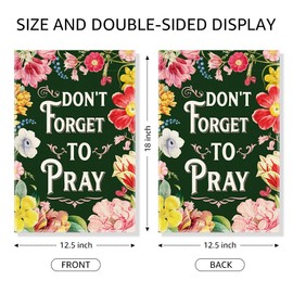 Gkodw Don't Forget to Pray Garden Flag, Funny Floral Faith Yard Flag for Outside, Religious Banner, Christian Yard Sign Home Outdoor Décor, Christian Prayer Church Garden Gifts for Friend Family