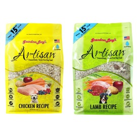 grandma lucy's Artisan Dog Food, Grain Free and Freeze-Dried - Artisan Chicken, 3Lb Bag & - Artisan Lamb Dog Food – 3Lb