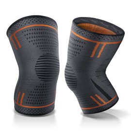 Compression Knee Brace for Women Men 2 Pack Compression Knee Sleeve Knee Brace for Knee Pain Arthritis Meniscus Tear Knee Support for Running Workout Wrestling Weightlifting Sport Athletics Orange M