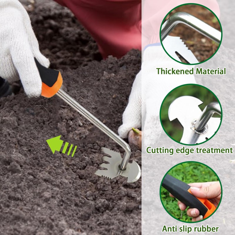 Gardena Garden Hand Weeder with Handle Rubber Handle, Premium Manganese