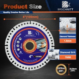 BRSCHNITT Indestructible Disc for Grinder 4inch 2pcs-7/8 Arbor Multifunctional Cutting Discs for Smooth Cutting, Chamfering, Grinding Materials