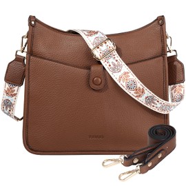 RAVUO Crossbody Bag for Women, Trendy Vegan Leather Hobo Bag Ladies Shoulder Handbag with 2pcs Adjustable Strap for Shopping,Work,Travel,Brown