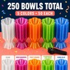 250 Pcs Ice Cream Bowls, 250ml Hexagon, 5 Colors with