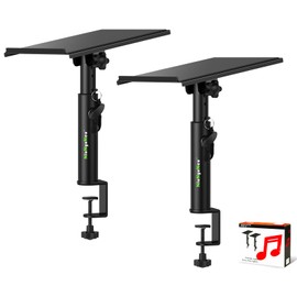 NiuNyuNeu Studio Monitor Stands Tilt Clamp-on Desktop Speaker Stand 10.4"-15.4" Height Adjustable 12° Tilt Home Audio, Set of 2