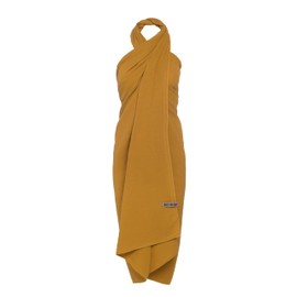 KNIT FACTORY - Liv Pareo/XL Scarf - Beach Towel, XXL Scarf and Pareo in One - Multifunctional Muslin Scarf - Summer Towel Dress - Women's Pareo Made of 100% Organic Cotton, ochre
