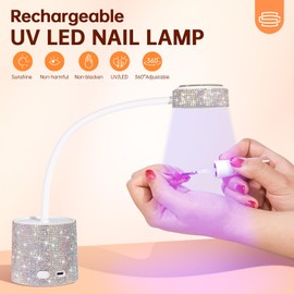 CHRISTINE SHELLY UV LED Nail Lamp, Mini UV Light for Gel Nails Polish, Rechargeable LED Flash Cure Nail Dryer, Quick Drying Goosenecks UV Nail Lamp for Home Nail Salon DIY Manicure, AB Diamond