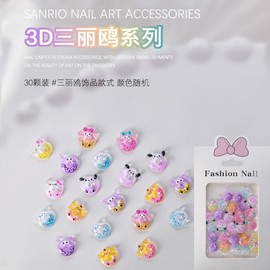 [Overseas] Sanrio Nail Parts Nail Accessories Cartoon Cute 3D Sanliou Jade Gui Dog Mixed Resin Nail Free Size/3 0 3D Sanliu (Sz-620) 30ea