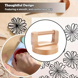 1Pc Wood Block Printing Baren and 1Pc ABS Printing Baren Tool for Crafting, Printing, Inking and Stamping, Ideal for Block Printing Linocut Crafting Scrapbooking