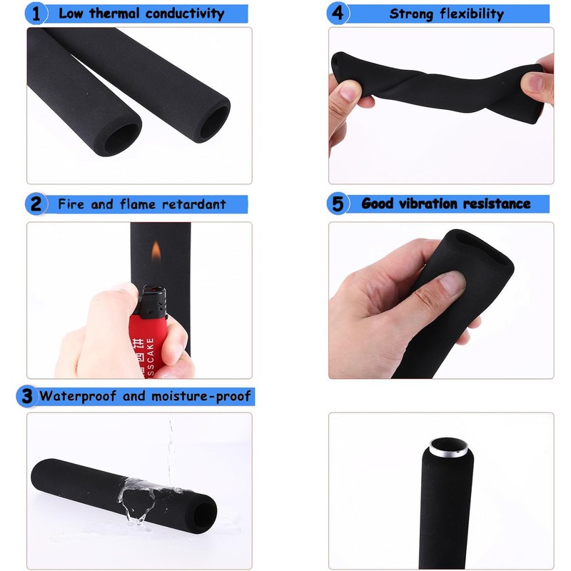 TOP-VIGOR Foam Grips 25mm Inner Diameter 5mm Wall Thickness 1.5M
