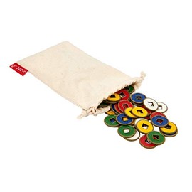 Linda Li Brass Plated Mah Jongg Coins - Set of 100 Premium Grade Coins (25mm Diameter x 2mm Thick) in Five Vibrant Colors (20 Red, 20 Green, 20 Blue, 20 Yellow, 20 White)