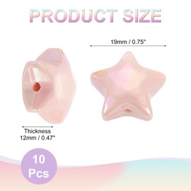 uxcell 10Pcs Star Shaped Beads, 12x19mm Lovely Acrylic Star Bulk Beads for Bracelet Earring Necklace Craft Making (Light Pink)