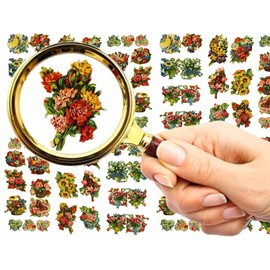 FLONZNAIL Nail Stickers Decal Transfers (5 Sheets) Flowers Bouquet Basket Vintage Illustration