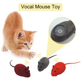 Andiker 3Pcs Cat Mouse Toy, Flocking Squeaking Mouse Cat Toy 3 Colors Soft Small Cat Toys for Indoor Cats Interactive Cat Toy for Cats and Kitten to Catch and Bit (3pcs)