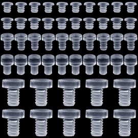 Mxxipp 50pcs Glass Table Top Bumpers with Stem, Rubber Glass Table Top Anti-Slip Pads, 5 Sizes Non-Slip Furniture Pads for Glass Table Cabinet Door Drawers- Clear