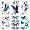 Yesallwas タトゥーシール 蝶 青 長持ち 6枚セット 入れ墨シール 蝶々 タトゥー ブルー