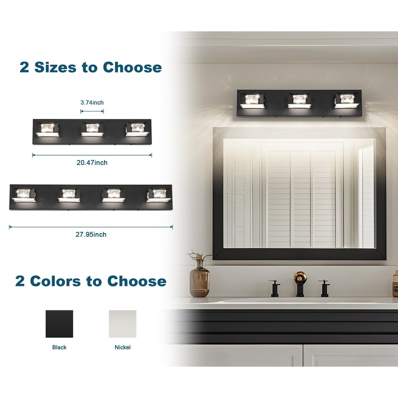 Joossnwell Crystal Bathroom Vanity Lights Black Bathroom Light Fixtures Over