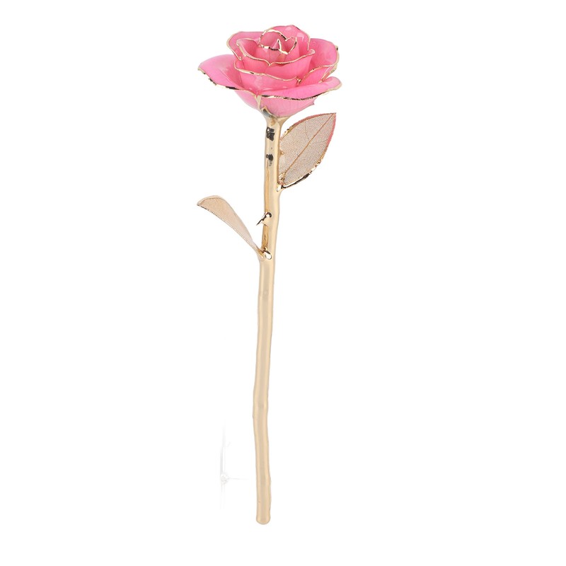 24K Gold Rose Dipped Golden Leaves Girlfriend Wife Valentine's Day