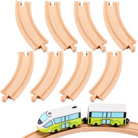 Liliful Pack of 8 Wood Train Track Expansion Packs| Compatible with Most Train Tracks| 6" Train Tracks (Curved)