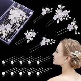 ToVii 15 Pcs Bridal Hair Accessories, Wedding Hair Pins, with Pearls and Flower, Bridesmaid Hair Accessories, Pearl Hair Pins, for Bride and Bridesmaid