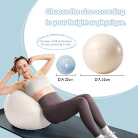 RYTMAT Exercise Ball for Workouts, Anti-Burst and Slip Resistant Yoga Ball for Gym Fitness and Physical Therapy (White)
