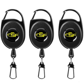 SF Fly Fishing Zinger Retractor 3 Pcs Steel Cord Black