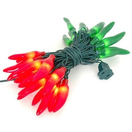 Novelty Lights CP-35 Chilli Pepper Mini Light Set, Red and Green, Green Wire, 35 Light, 11' Long