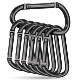 6 Pcs Carabiner Clip,3 Inch D Ring Black Carabiner Keychain Clip Hood for Camping Hiking Fishing