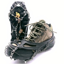 MuscleForge® Mountain Hiking Crampons 19 Teeth Non-Slip Snow Ice Cleats Mountaineering Spikes Stainless Steel Spikes Size 38-42 M