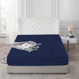 AR Ware King Size Bedding Fitted Sheets 100% Egyptian Cotton 300 TC, Breathable Extra Deep Fitted King Size Sheet, Hotel Quality 30 Cm (Navy)