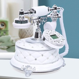 SHZICMY Retro Vintage Phone, Antique Luxury Telephone with LCD, Old Fashioned Telephones with Push Button Dial for Home Decor