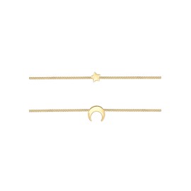 Elli Astro Women's Layer Choker Necklace Half Moon Stars in 925 Sterling Silver, Sterling Silver