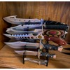 Acrylic Knife Display Stand, Holds 6 Pocket Knives, Transparent/Black, 14x15x8.4