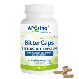 APOrtha® BitterCaps Bitter Substance Capsules, 60 Vegan Capsules, Made from 30 Plant Substances, No Bitter Taste, Alcohol-free, Vegan, Gluten Free, Lactose Free, Allergy Free