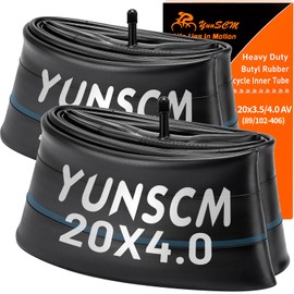 YUNSCM 2-PCS 20x4 Heavy Duty Fat Tire Tubes Schrader Valve Premium Butyl Rubber 20 Bike Tubes Compatible with 20x3.5/4.0 89/102-406 E-Bike/Mountain Bike/Street Bike Bicycle Tire Tubes