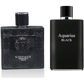 Vintage Heroes Noir&Aquarius Black Combo Cologne for Men/Eau de Parfum Natural Spray Top Notes of Green Apple and Lemon Middle Notes of Tonka Bean Base Notes of Geranium- Natural Spray 100ML