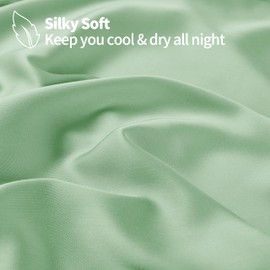 2 Pack Bamboo Viscose Cooling Fitted Sheet Twin Size Only, 400 Thread Count, 16" Deep Pocket Cooling Bottom Sheets for Hot Sleeper, Silky Soft Breathable (Twin, Sage Green