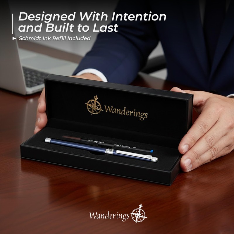 WANDERINGS Premium Rollerball Pen with German Ink – Perfectly Balanced