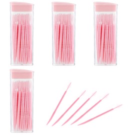 200Pcs Double Head 50pcs/Box Toothpick Dental Floss, Pink