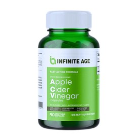 INFINITE AGE 1950mg Apple Cider Vinegar Capsules, 90 Count - Made in The USA, Vegan, Gluten Free, All-Natural - with 60mg Cayenne Fruit - No Fillers, Ultra Concentrated