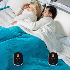 WOOMER Electric Heated Blanket Queen Size, Soft Flannel Fast Heating Blanket with Multi-Color Option, 84"x 90", 10 Heating Levels & 0.5-12H Auto Off, Over-Heat Protection