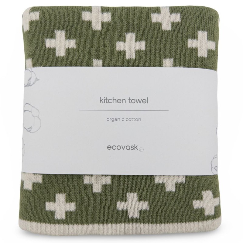 Ecovask Kitchen Tea Towel Single Organic Cotton, Sea Foam +