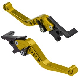 MOCNT 1 Pair Motorcycle Brake Levers 22 mm Motorcycle Clutch Lever Adjustable CNC Aluminium Brake Lever Double Disc Brake Clutch Handlebar Clutch Brake Lever Gold