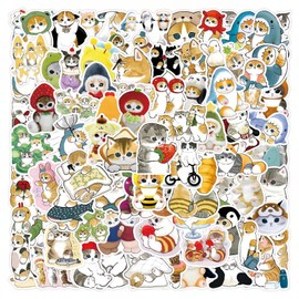 Cute Cat Stickers for Teens & Adults - 110 Pack Waterproof Kawaii Cat Stickers for Water Bottles, Laptops, Phone Cases, Scrapbooking, Skateboards, Luggage & More (Kawaii Cat Design)