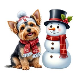 2pcs 5.12"x4.53" 2D Flat Car Sticker Featuring Festive Dog and Snowman Design - for Vehicles, Laptops, Windows, Holiday Gift for Winter Celebrations - Weather-Resistant & Disposable Decal |#CZ297